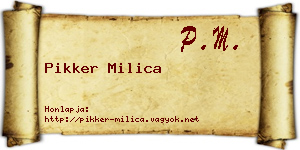 Pikker Milica névjegykártya